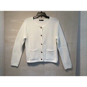 urban coco cardigan women’s XL white w/gold buttons pockets